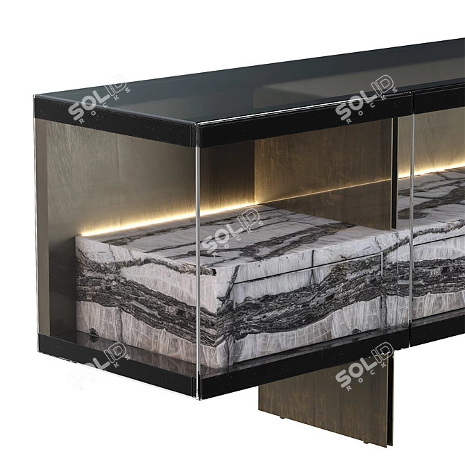 Marble Accent Sideboard Cabinet 3D model image 2