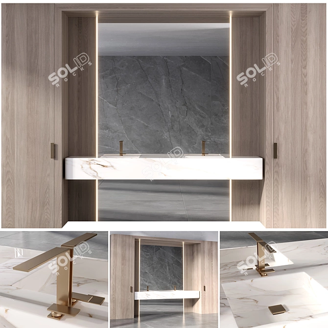 Modern Bathroom Furniture Set 3D model image 1