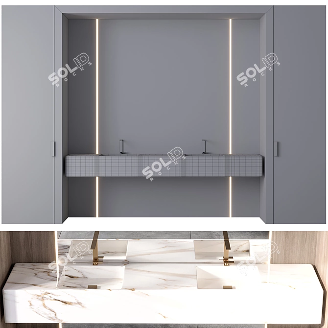 Modern Bathroom Furniture Set 3D model image 7