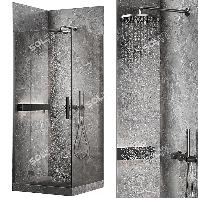 Corner Shower Enclosure 90x90 cm 3D model image 1