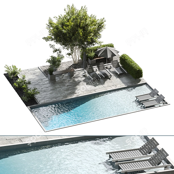 Charming Town Square 3D Render 3D model image 1