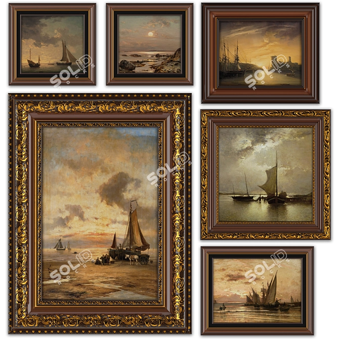 Classic Style Square Frame Art 3D model image 3