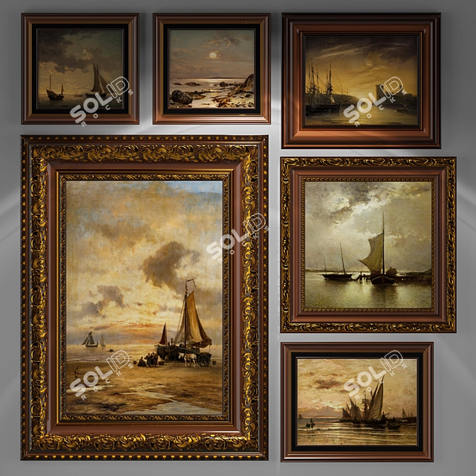 Classic Style Square Frame Art 3D model image 4