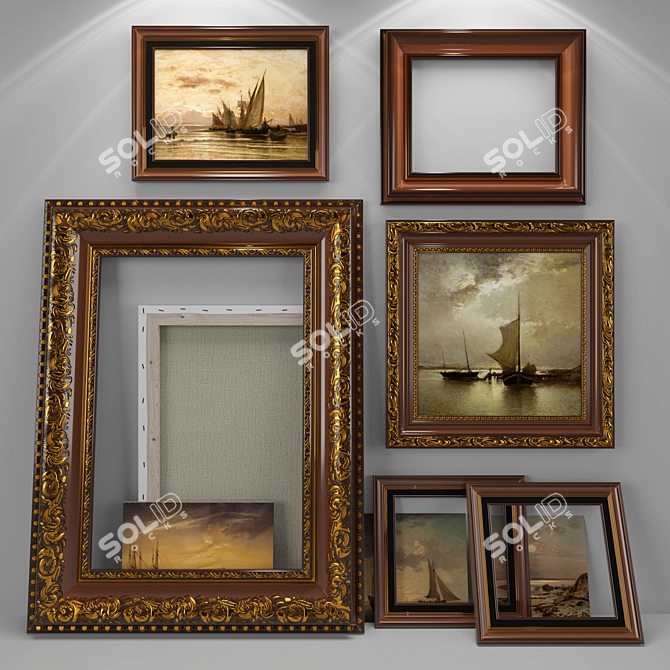 Classic Style Square Frame Art 3D model image 6