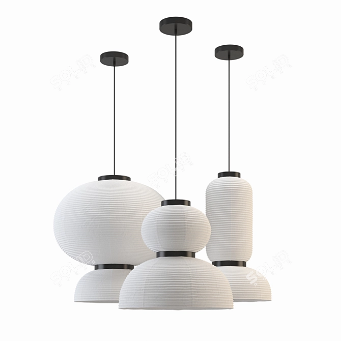 Rice Paper Pendant Light 3D model image 1