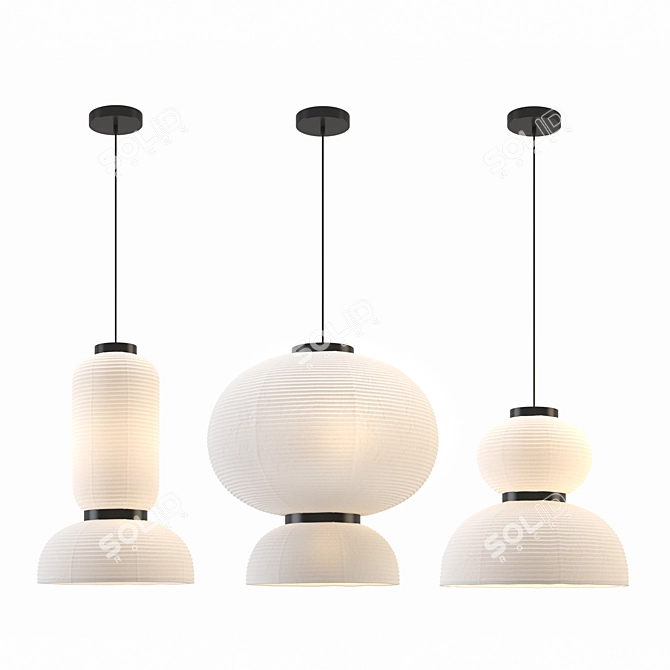 Rice Paper Pendant Light 3D model image 3