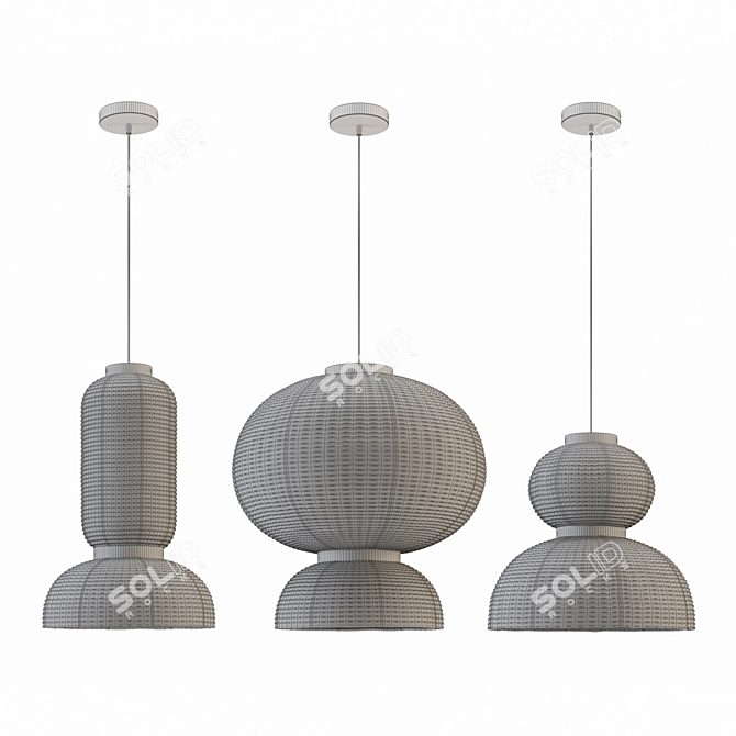 Rice Paper Pendant Light 3D model image 5