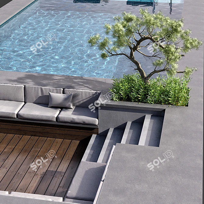 Crystal Clear Pool Rendering Asset 3D model image 4