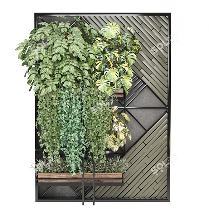 Set of Indoor Plants on Metal Shelf 3D model image 8