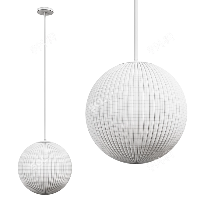 Ribbed Glass Globe Pendant Light 3D model image 2