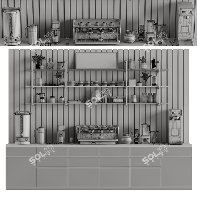 Barista Equipment Set with Accessories 3D model image 3