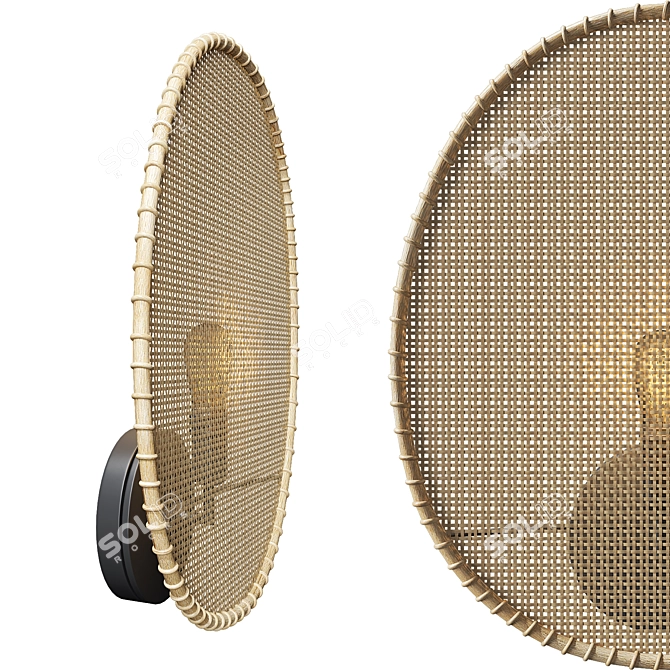 Eco-Friendly Bamboo Pendant Lamp 3D model image 2