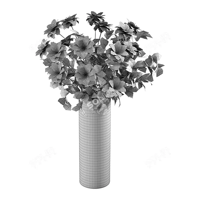 Elegant Bouquet Flower Set Display 3D model image 4