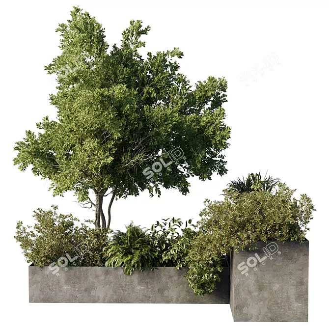 Modern Concrete Box Planters Stand 3D model image 2