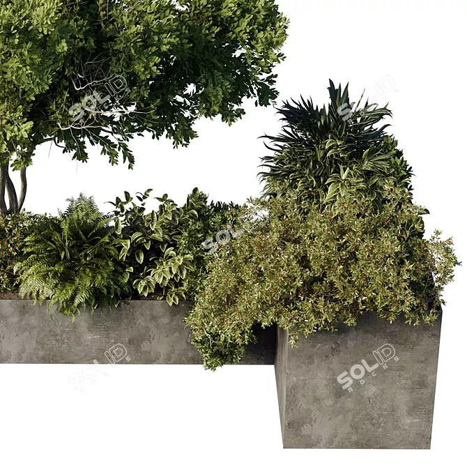 Modern Concrete Box Planters Stand 3D model image 5