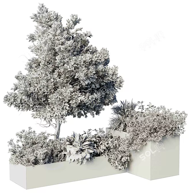 Modern Concrete Box Planters Stand 3D model image 6