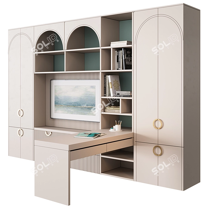 Custom Children's Room Wardrobe & Workspace 3D model image 2