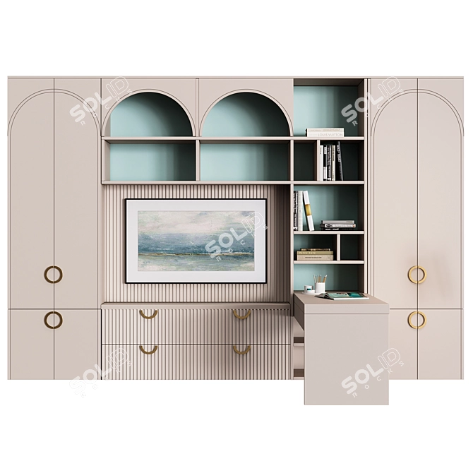 Custom Children's Room Wardrobe & Workspace 3D model image 3