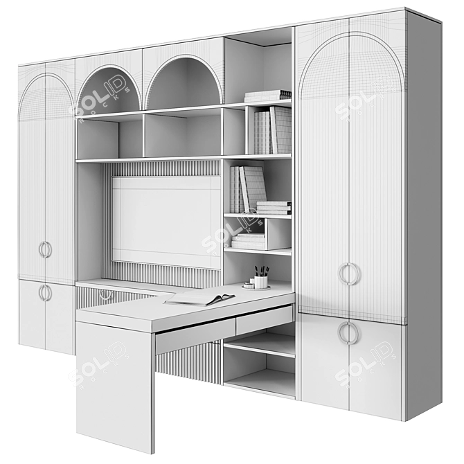 Custom Children's Room Wardrobe & Workspace 3D model image 5