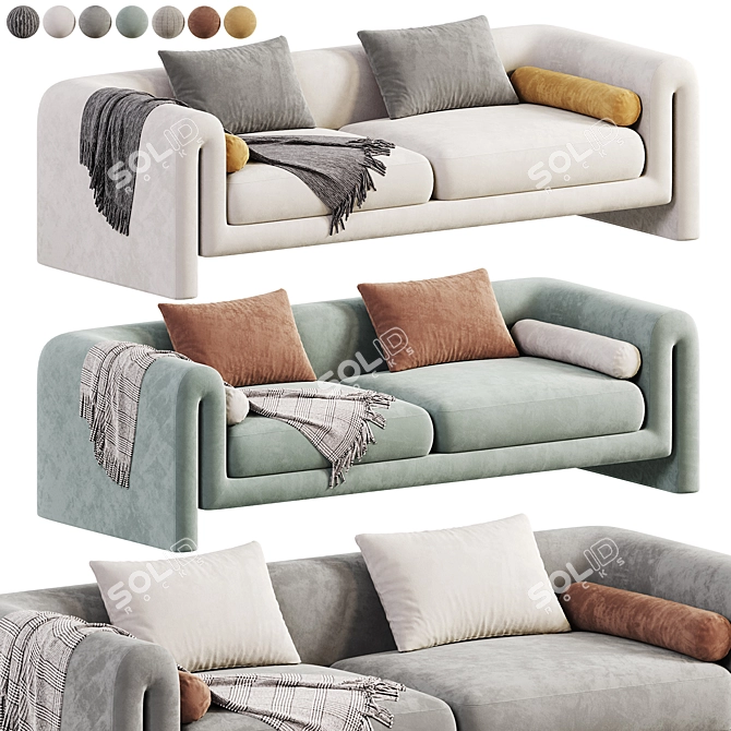 Contemporary Modular Velvet Judo Sofa 3D model image 1