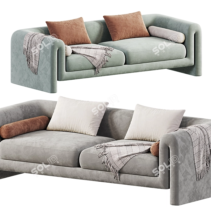 Contemporary Modular Velvet Judo Sofa 3D model image 2