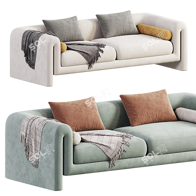 Contemporary Modular Velvet Judo Sofa 3D model image 3