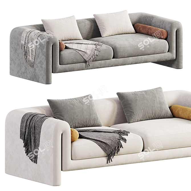 Contemporary Modular Velvet Judo Sofa 3D model image 4