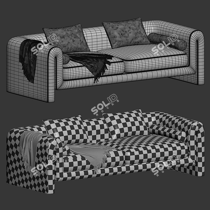 Contemporary Modular Velvet Judo Sofa 3D model image 5
