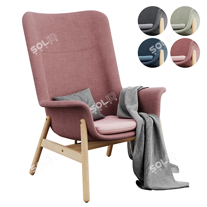 Modern Comfort Armchair with Fabrics 3D model image 1