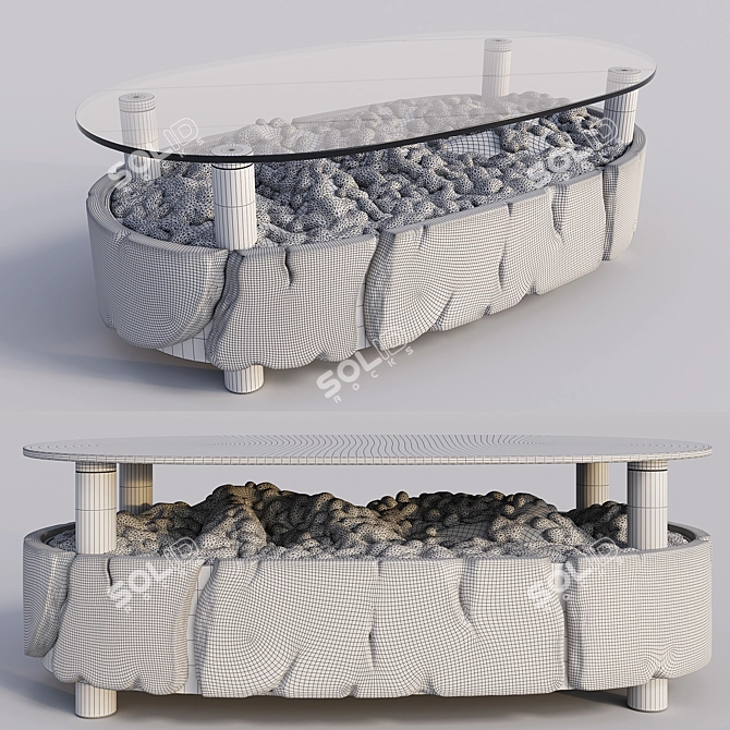 Mossy Wood Terrarium Coffee Table 3D model image 3