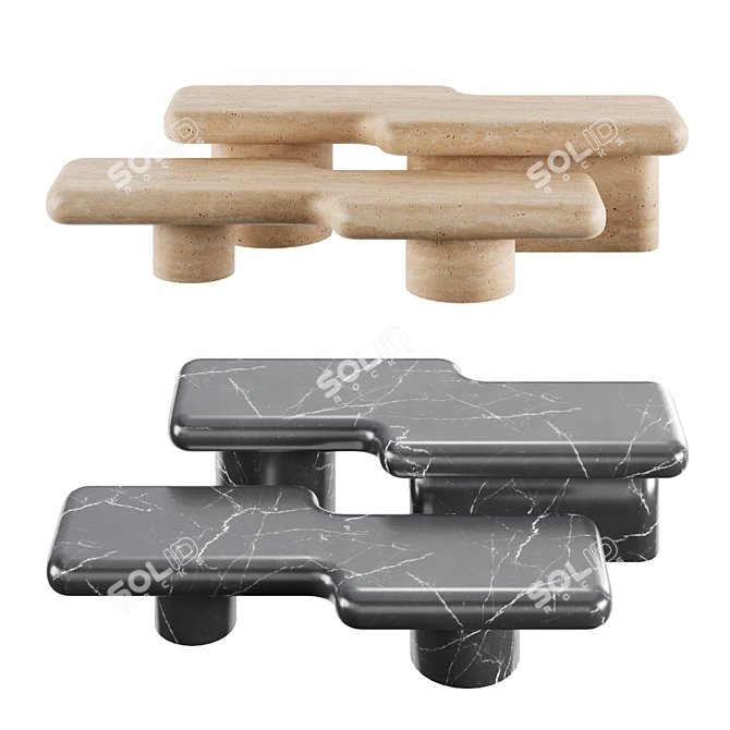 Circuitos Marble Coffee Tables 3D model image 2