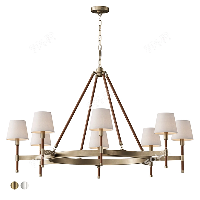 Equestrian Style Leather Chandelier 3D model image 1