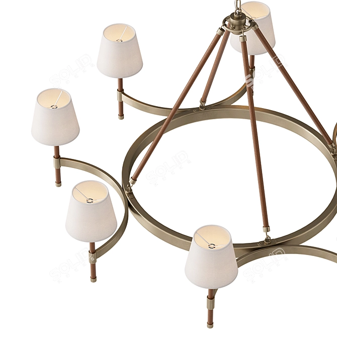 Equestrian Style Leather Chandelier 3D model image 3