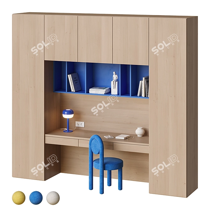 Suspended Desk and Cabinet Set 3D model image 4