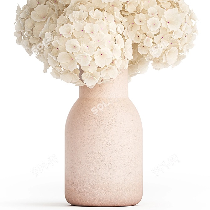 Hydrangea White Bouquet Vase 3D model image 3