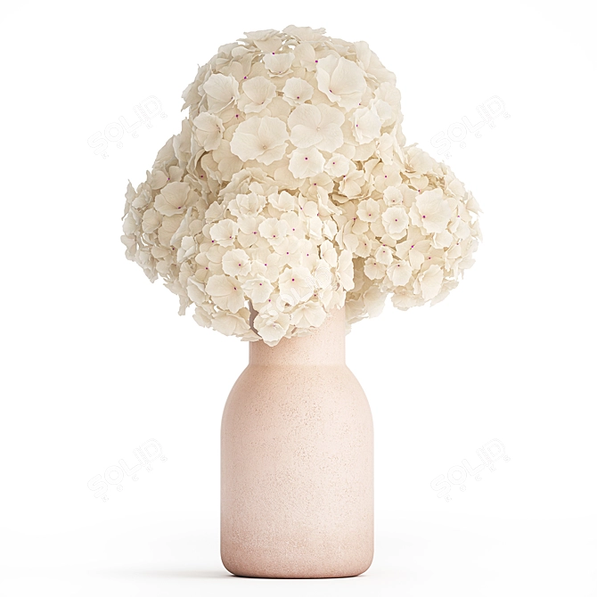 Hydrangea White Bouquet Vase 3D model image 6