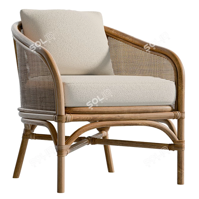 Handwoven Rattan Accent Chair 3D model image 1