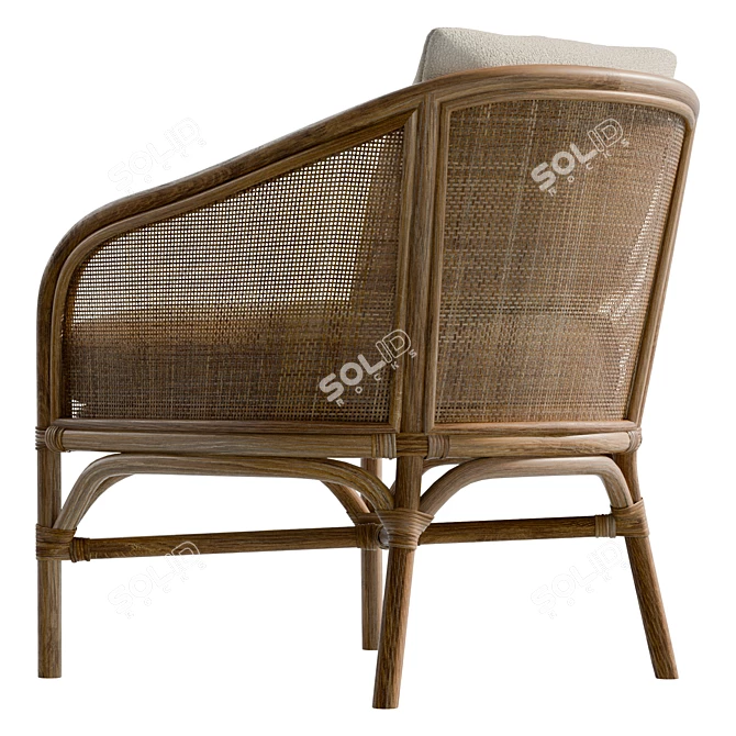 Handwoven Rattan Accent Chair 3D model image 3
