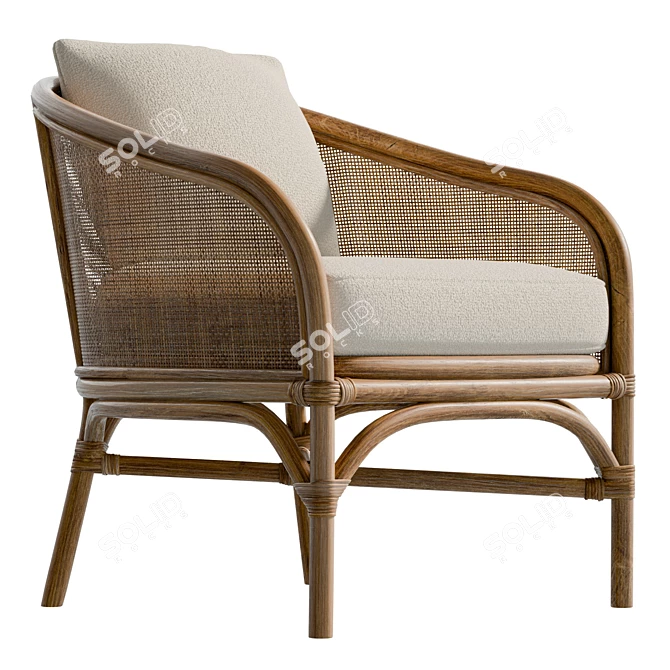Handwoven Rattan Accent Chair 3D model image 4