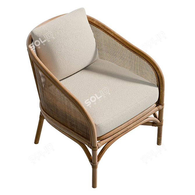 Handwoven Rattan Accent Chair 3D model image 5