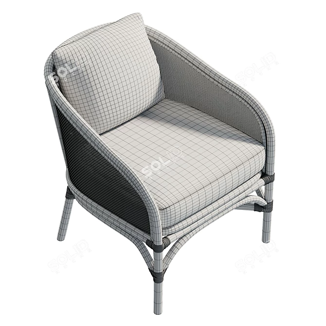 Handwoven Rattan Accent Chair 3D model image 6