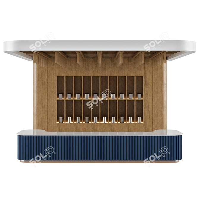 Rustic Wood Bar Counter 3D model image 2