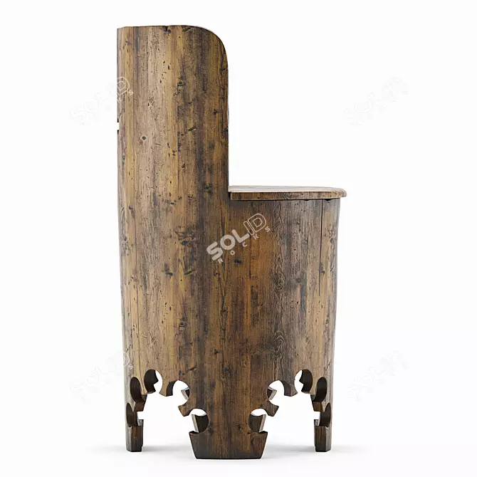 Antique Monastery Chair, 17th Century 3D model image 3