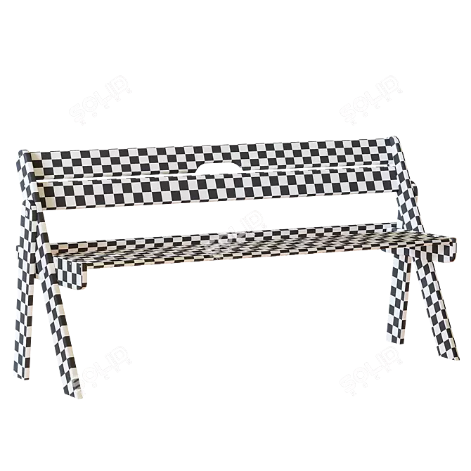 Wooden Folding Bench, Solid Wood 3D model image 9