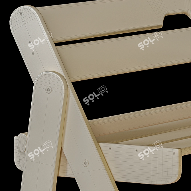 Wooden Folding Bench, Solid Wood 3D model image 11