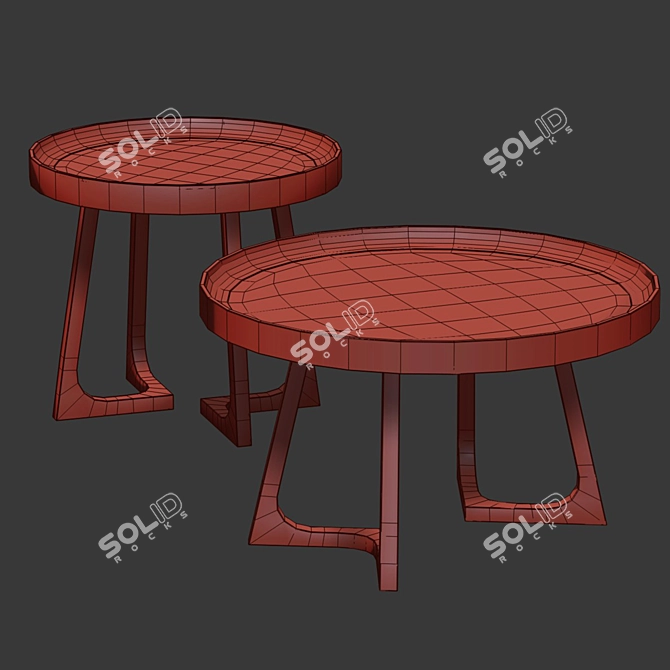  Q-Home Walnut Ceramic Coffee Tables 3D model image 2