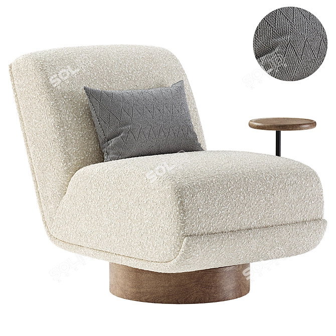 Elegant Hemingway Swivel Chair 3D model image 1