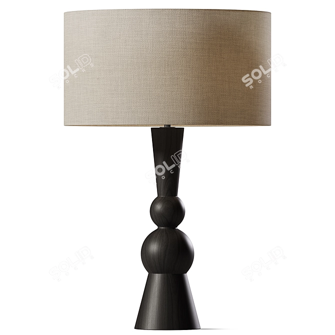 Dark Wood Table Lamp 3D model image 1