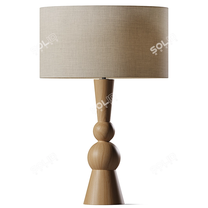 Dark Wood Table Lamp 3D model image 2