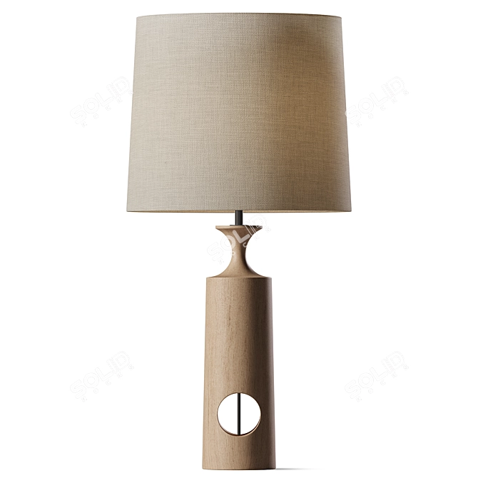 Modern Dark Wood Table Lamp 3D model image 1